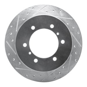 Mitsubishi Montero Brake Rotor (1) - Rear Left - R1 Concepts - Drilled & Slotted - Silver - `90-`04